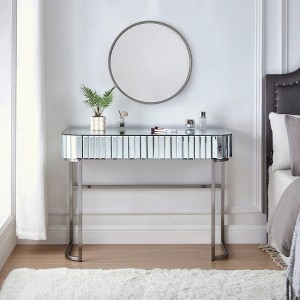 KIGFTSOD Mirrored Makeup Console Table with Stainless Steel Base, Console Dressing Table with 2 Drawers,Versatile Desk for Bedroom and Office - 1 of 4