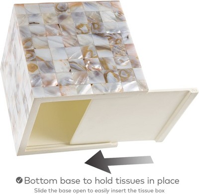 Milano Iridescent White and Beige Capiz Shell Tissue Box Holder