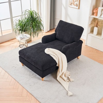 NicBex Couches for Living Room 37.4" Oversized Chaise Fabric Upholstered 1-Seater Sofa Couch Lounger Comfort Sleeper Sofa with Solid Wood Legs