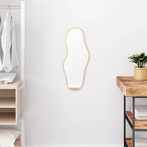 Aghana Digitals Gold Oblong Wall Mirror - Elegant Minimalist Design, 23.6x9.8in, Synthetic Glass - 1 of 4