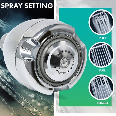 Chrome Wall Mounted Adjustable 3-Spray Shower Head