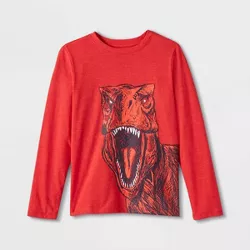 Boys' Roaring T-Rex Long Sleeve Graphic T-Shirt - Cat & Jack™ Red