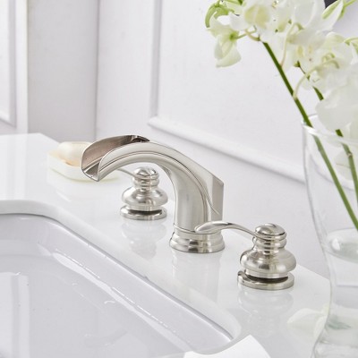 Brushed Nickel 8-Inch Waterfall Widespread 2-Handle Bathroom Faucet