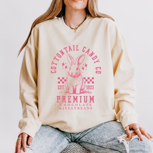 Simply Sage Market Cottontail Candy Premium Chocolate Lightweight Garment Dyed Sweatshirt - L - Ivory - 1 of 4