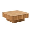 Sapphtopaz Modern Wooden Coffee Table with Sturdy Base Square Handcraft Drum Center Table Small Wood Coffee Table Home Decor for Living Room - 2 of 4