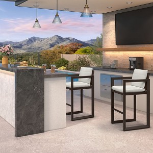 PURPLE LEAF Outdoor Bar Stools Set of 2 Modern Aluminum Barstools with Removable Cushion Patio Bar Stool for Kitchen Outside Island Backyarda - 1 of 4