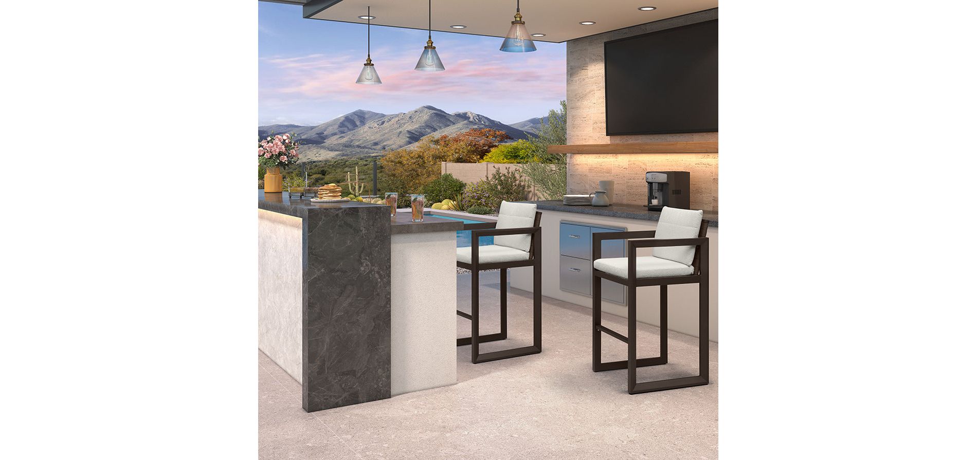 PURPLE LEAF Outdoor Bar Stools Set of 2 30'' Modern Aluminum Barstools with Removable Cushion Patio Bar Stool for Kitchen Outside Island Backyard