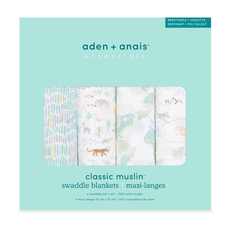 aden + anais essentials Muslin Swaddle Blankets - 4pk, 2 of 3