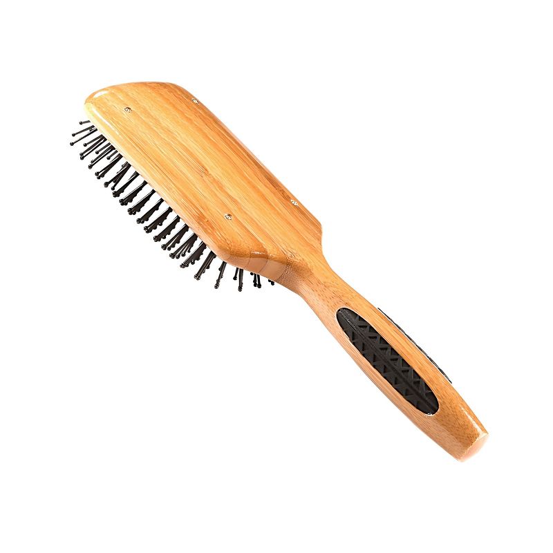 Bass Brushes Style & Detangle Hair Brush Premium Bamboo Handle with Professional Grade Nylon Pin Large Paddle Dark Black Cushion, 4 of 6