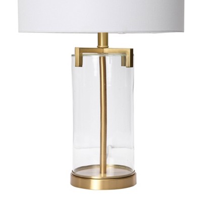 Edison 26.5" White Drum Shade Glass Table Lamp with Gold Accents