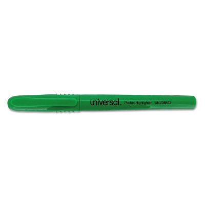 UNIVERSAL Pocket Clip Highlighter Chisel Tip Fluorescent Green Ink Dozen 08852