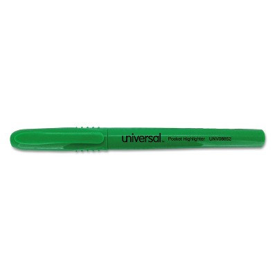 UNIVERSAL Pocket Clip Highlighter Chisel Tip Fluorescent Green Ink Dozen 08852
