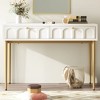 HDZNVF Modern Metal Leg Double Drawer Dressing Table, Cream White - 3 of 4