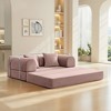 63 in.Light Pink Corduroy Convertible Sofa Bed,Metal Frame, Foldable Floor Sofa(small size) - 4 of 4
