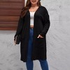 Clearlove Women's Plus Size Longline Cardigan Sweater Open Front Knit Cover-Up with Pockets Ribbed Cuffs Loose Fit Casual Wrap - 2 of 4