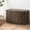NAYSAYE Rectangular Curve Resin Woven Storage Trunk with Handles for Clothes Towels Toys Magazines Home Organization, Brown, 24"*14"*15" - 3 of 4