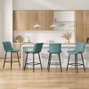 Sapphtopaz Modern Bar Stools Set of 2 with PU Tufted Backrest Upholstered Dining Chairs with Metal Legs & Footrest Barstools for Kitchen Island - 4 of 4