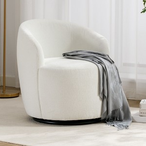 PAGED Chenille Fabric Swivel Accent Chair Modern Living Room Chairs with Round Swivel Base, Barrel Chair for Living Room - 1 of 4