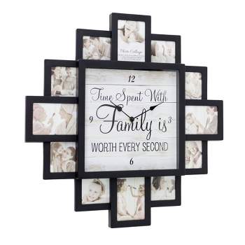 Worth Every Second' Picture Frame Collage Wall Clock Black - American Art Decor