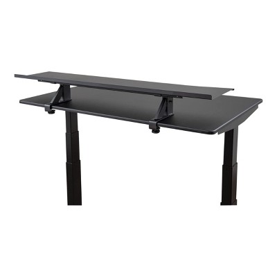 Black Adjustable Height Steel Monitor Stand Desk Shelf