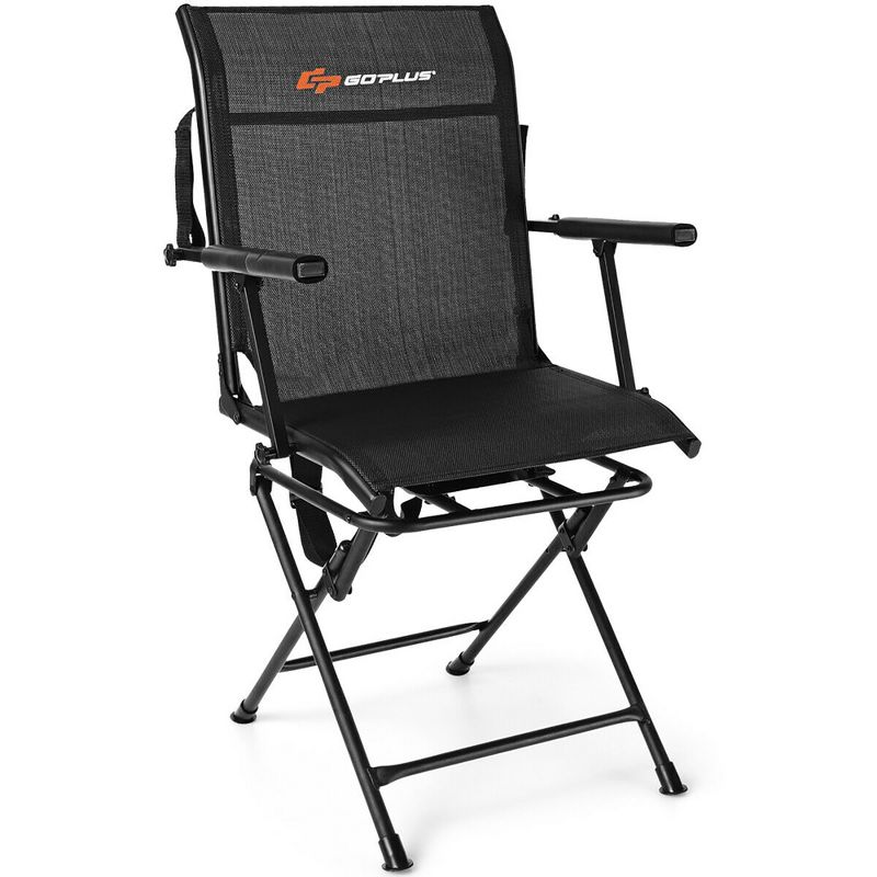 Costway Swivel Hunting Chair Foldable Mesh Chair w/ Armrests for Outdoor Activities, 1 of 11