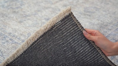 Olive and Gray Distressed Vintage Machine Washable Area Rug 2'6" x 7'