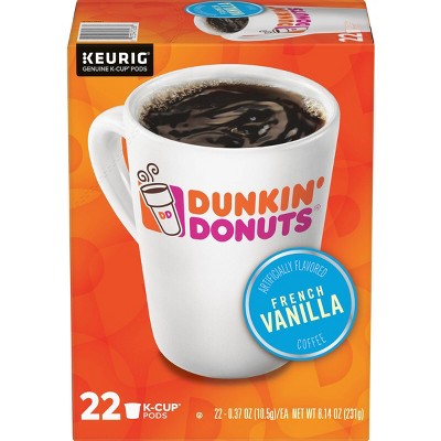 Dunkin' French Vanilla Flavored Medium Roast Coffee - Keurig K-Cup Pods - 22ct