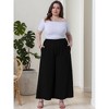 Women's Plus Size Wide Leg High Rise Casual Flowy Palazzo Pants With Pockets - Agnes Orinda - 3 of 4