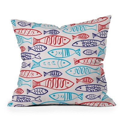 16"x16" Zoe Wodarz 'Catch of the Day' Square Throw Pillow Blue - Deny Designs