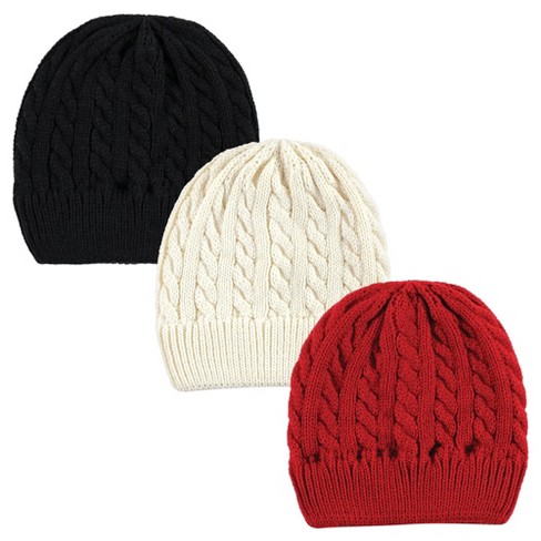 Hudson Baby Family Knitted Caps 3pk, Black Red - image 1 of 4