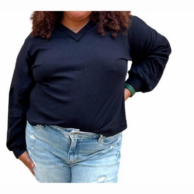 Women's Gianna Textured Solid V-neck Comfy Knit Top - VERY J