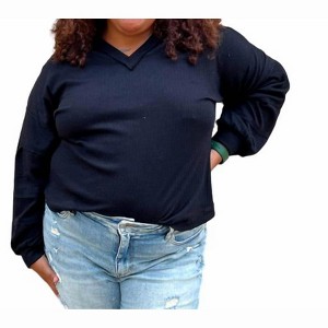Women's Gianna Textured Solid V-neck Comfy Knit Top - VERY J - 1 of 3