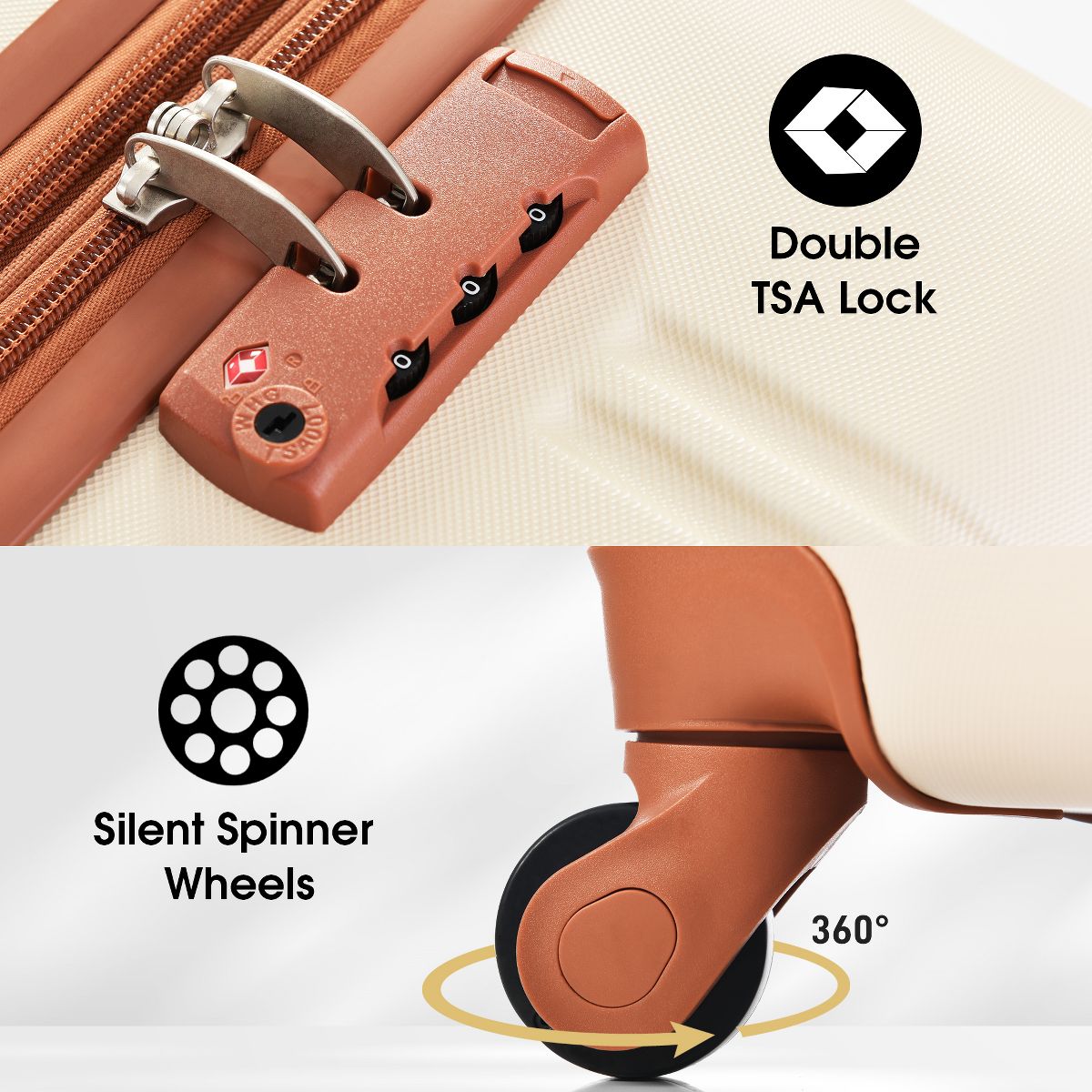 Polibi 3 Piece Hardside Spinner Luggage Set with TSA Lock Expanable Lightweigh Suitcase 20 Inch + 24 Inch + 28 Inch - thumbnail 6
