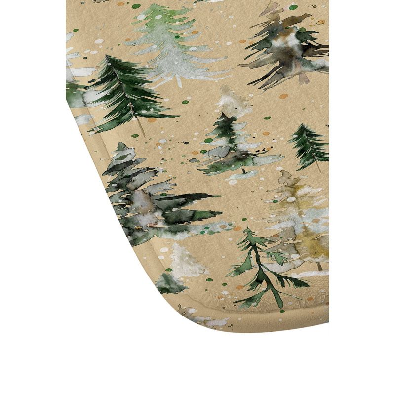 Ninola Design Watercolor Pine Spruces Christmas Memory Foam Bath Mat - Deny Designs, 4 of 5