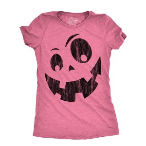 Womens Silly Jack Pumpkin T Shirt Funny Halloween Jack O Lantern Goofy Smile Tee For Ladies - Crazy Dog Women's T Shirt - 1 of 4
