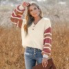 Women's V-Neck Buttoned Striped Long Sleeve Sweater - Cupshe - 4 of 4