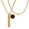 Steeltime 24" Men's 18k gold plated stainless steel and simulated onyx round dog tag and tube greek key accents double pendants - 2 of 4