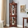 Wooakway 71"H Walnut Display Cabinet with Lights Adjustable Shelves Mirrored Back - 3 of 4
