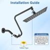 SEVOBAL Shower Faucets 12" Adjustable Extension Arm High-pressure Rain Shower Head, Rain Fixed Bathroom Faucets Accessories, Black, 12"*12"*2.5" - 2 of 4