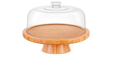 Homeries Bamboo Cake Stand With Clear Acrylic Dome Cover : Target