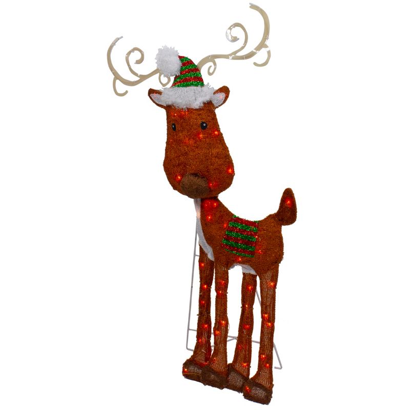 Northlight 32" Lighted 2D Chenille Reindeer Outdoor Christmas Decoration, 5 of 7