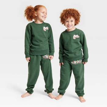 Kids' Peanuts Matching Family Holiday Jogger Pants - Dark Green