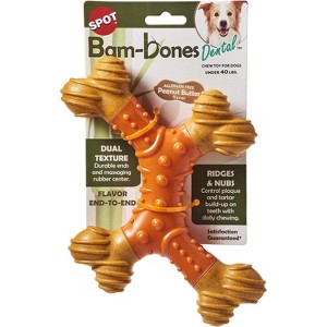 ETHICAL/SPOT Bam-Bone Dental X-Bone 8" Peanut Butter Flavor Dog Toy - 8" - 1 of 3