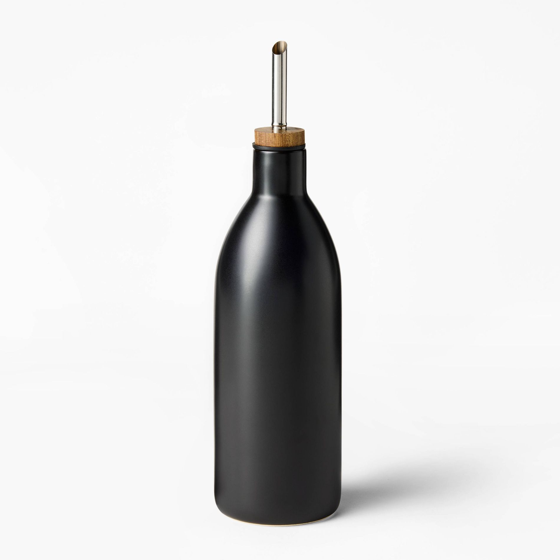 Ceramic Oil Pour Bottle Black - Figmint™: Stoneware Oil Dispenser, Food Storage Container, 18.6oz Capacity