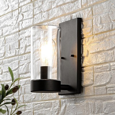 Lianne Black Matte Outdoor Wall Sconce with Clear Glass Shade