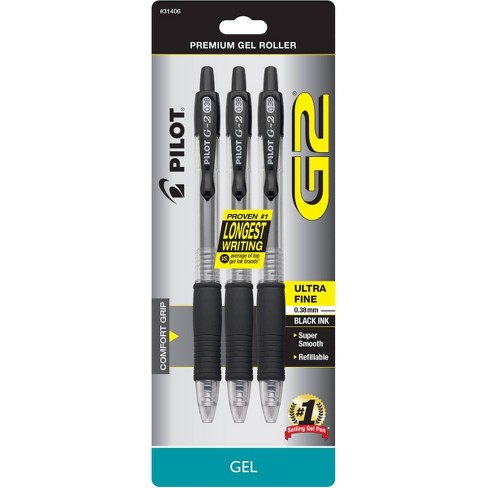 Pilot G2 Premium Gel Ink Pens, Ultra Fine Point (0.38 mm), Black, 10 Count