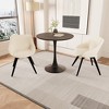 MDF round dining table, tulip dining table, and 2 artificial leather decorative chairs with black metal legs, 2-4 person dining table and chair set - 3 of 4