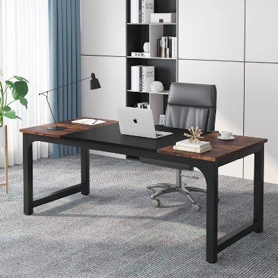 Okak Modern Large Executive Desk Office Computer Desk with Thick Metal Frame,Spacious Business Conference Table for Office,Studio