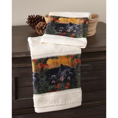 Lakeside Bear Family Hand Towels for Bathrooms, Kitchens with Nature-Themed Print
