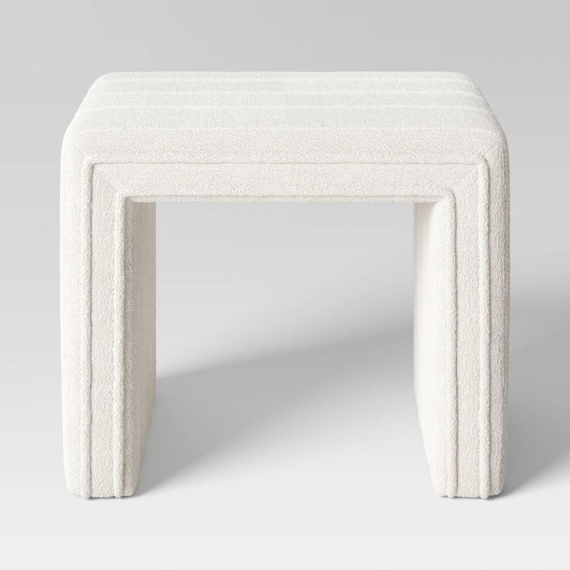 Channel Tufted Boucle Ottoman Cream/Gray - Threshold&#8482;, 4 of 7